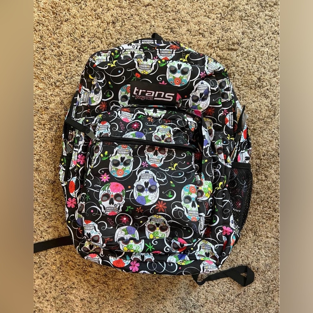 Trans Jansport sugar skull backpack bag
